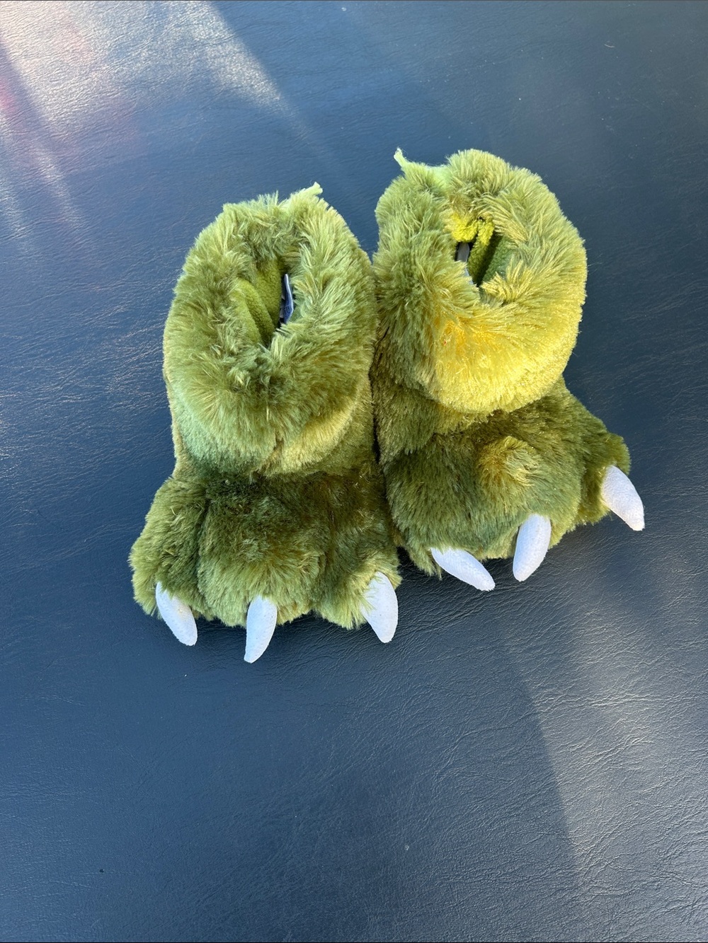 Lazy One Olive Green Plush Monster Baby Slippers